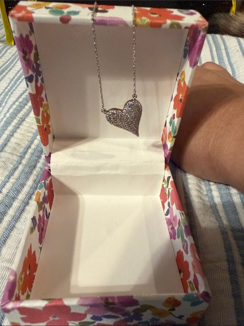 Rachel Zoe Silver Crystal Pave Heart Pendant Necklace  & matching earrings